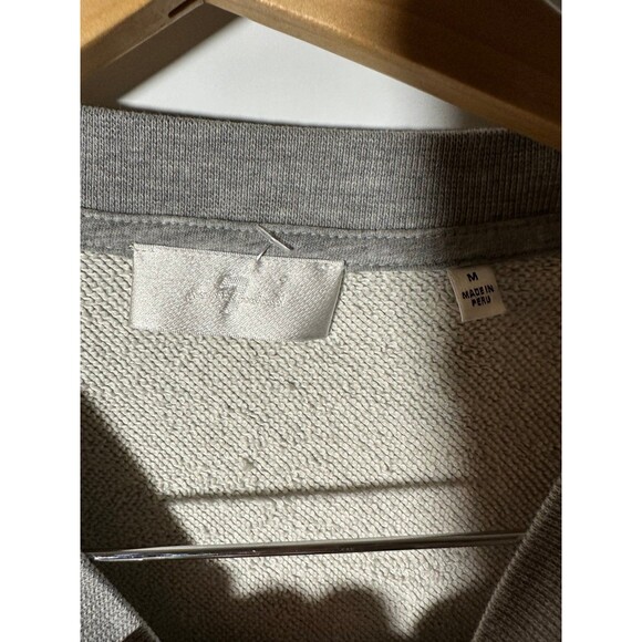 7 For All Mankind Sweater Womens Gray Contrast Ruffle Shoulder Trim Top - Picture 4 of 5